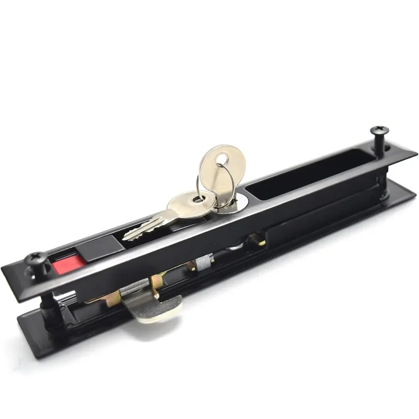 Cerradura de puerta corredera negra con 2 llaves de latón, accesorios de baño, pestillo for muebles, 1 unidad(Black No Key)