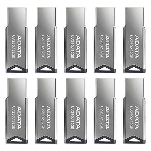 Memorias Usb, Personal Computer PSA Memoria USB ADATA, Kit/Pack 10 Piezas, Color Plata con Negro (Modelo UV250), Compatibilidad Universal, Diseño Compacto, COMPUTO Y PAPELERIA (32 GB)