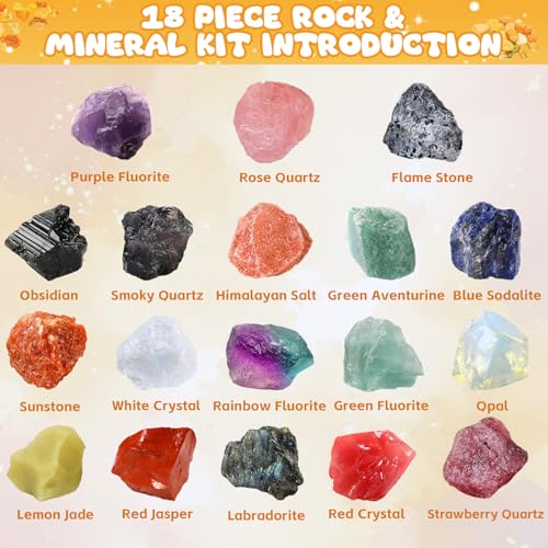 18 Pcs Raw Healing Crystals Gemstone Box Natural Rough Rock Quartz Crystal Stones Bulk Healing Meditation Home Decor DIY Project Spiritual Crystal Gift - Image 3