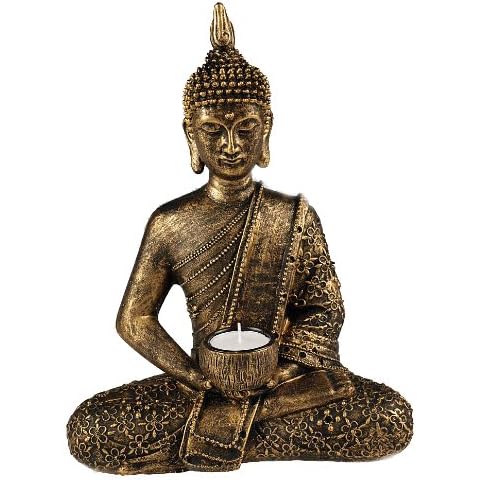 Large Thai Buddha Gold Bronze Tea Light Holder Cover