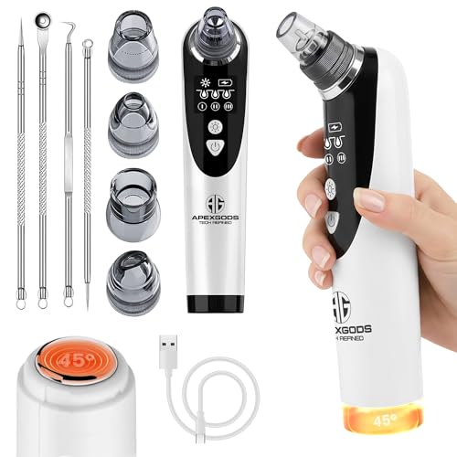 Succionador de Puntos Negros Eléctrico con Calor 45 °C – Limpiador de Poros Facial y Nasal Profesional – Eliminador de Espinillas y Acné – APEXGODS