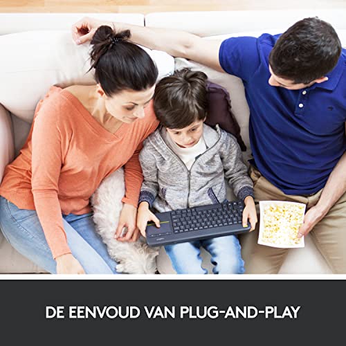 Logitech K400 Plus Draadloos Touch Toetsenbord, Huiskamer Toetsenbord, Home Cinema PC op TV, Touchpad, Windows/Android, Laptop/Tablet, Unifying Receiver, Zwart, Indeling: VS QWERTY - Afbeelding 6