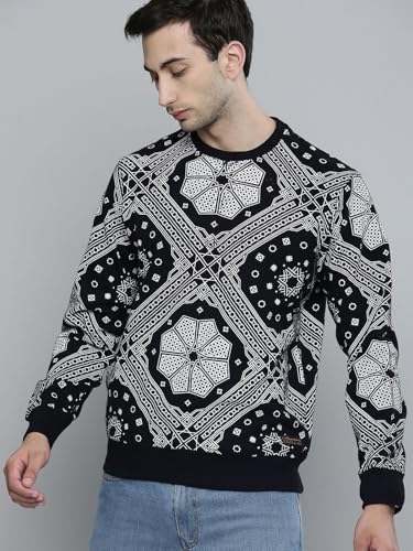 Image of The Indian Garage Co Men Regular Fit Floral Crew Neck Overhead Sweatshirt