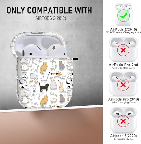 Image of for Airpods 2nd Generation Case, Cute Cool Kitty Cat Pattern Protective TPU Soft Cases for Airpods Case 2nd /1st Gen, Shockproof for Airpods Cases Men Women with Cleaner Kit & Keychain