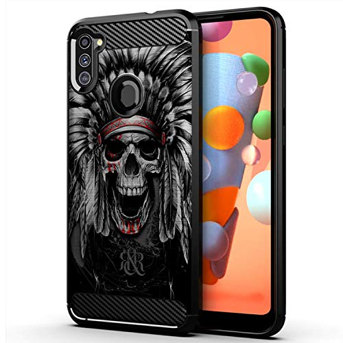 CasesOnDeck Case Compatible with Samsung Galaxy A11 / A11 Case (2020) - Soft Fitted Flexible TPU Cover Shock Protection (Tribal Skull Warrior)