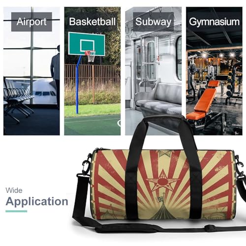 Duffel Bag for Men Women Gym Bag Vintage Circus Background Travel Duffel Bag Waterproof Overnight Bag for Sports Workout3