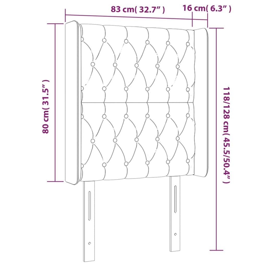 Zagłówek LED z regulacją wysokości, materiał taupe, 83 x 16 x 118/128 cm, tapicerowany zagłówek z uszami, do sypialni, oddychający design