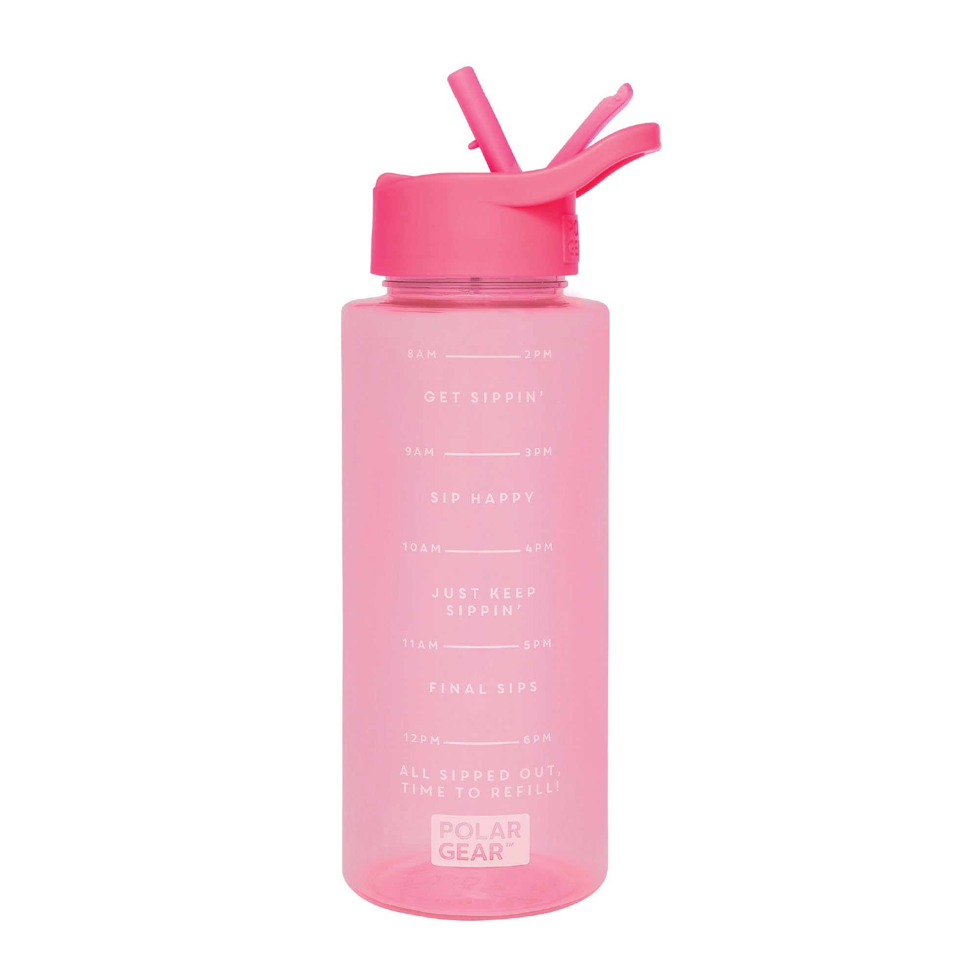 Polar Gear 1L Tracker Bottle with Easy Flip Up Straw & Hydration Tracker Markings - Rose