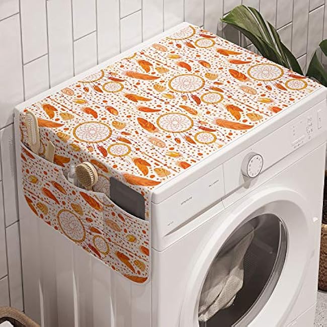Ambesonne Grapes Washing Machine Organizer, Sketchy Fruit Drawn by Hand on a Background of Squares, Anti-slip Fabric Cover for Washers and Dryers, 47 x 18.5, Pink Grey