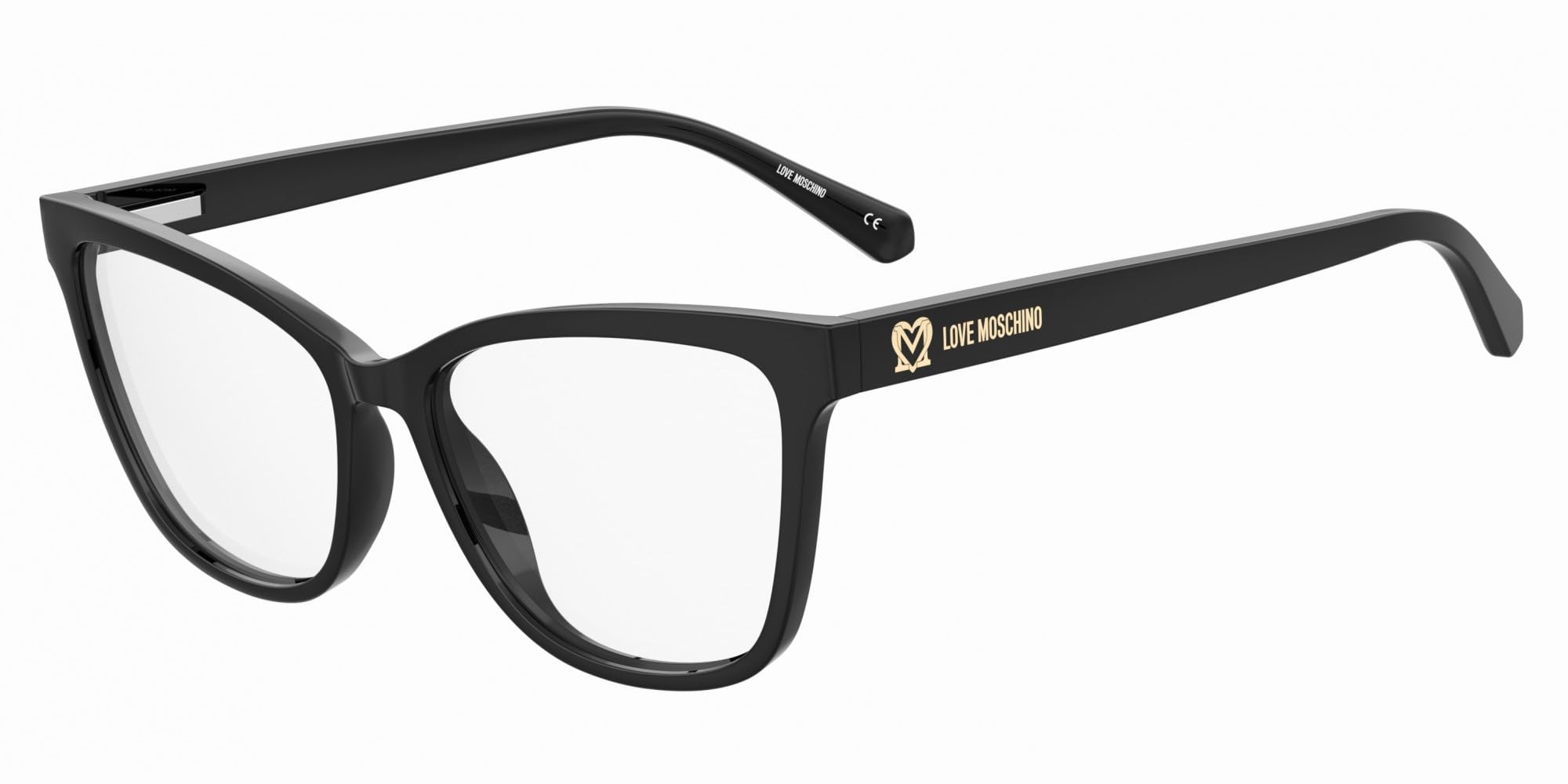 Love Moschino Brille mit Sehstärke für Damen optional mit Sonnenbrillentönung oder Blaulichtfilter, Rechteckig, gefertigt aus Kunststoff (inklusive Brillenetui)