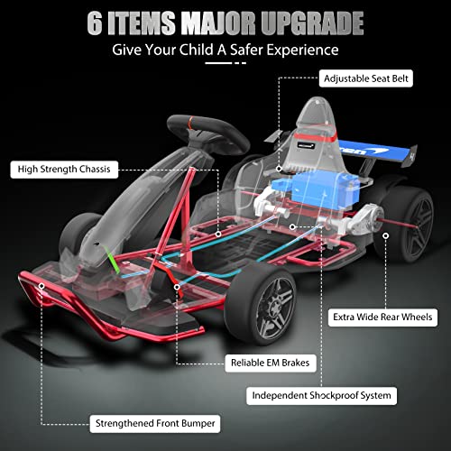 YOFE 24V Electric Go Kart for Kids, Drift Racing Go Kart,8MPH Max,132lbs W. Capacity,Licensed Battery Powered Ride on Car with 2 Speeds for Kids Ages 6 and Older - Thumbnail 6