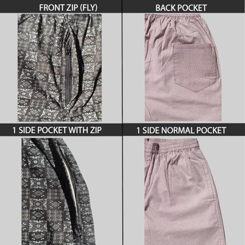 Image of Men's Cotton Shorts Waistband, Zip Fly, 1 Zip Pocket, Back Pockets (Pack of 2)