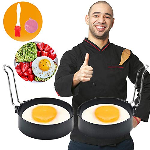 MSDADA Egg Ring, Round Egg Molds For Cooking, 2 Pcs Stainless Steel Non-Stick