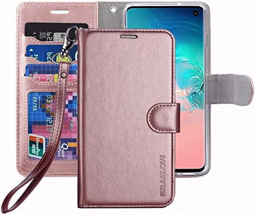 Galaxy S10 Wallet Case, Galaxy S10 Case, ERAGLOW Premium PU Leather Wallet Flip Protective Phone Case Cover w/Card Slots & Kickstand for Samsung Galaxy S10 6.1"(Rosegold)
