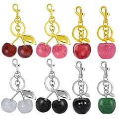8 Pcs Gold and Silver Cherry Keychain