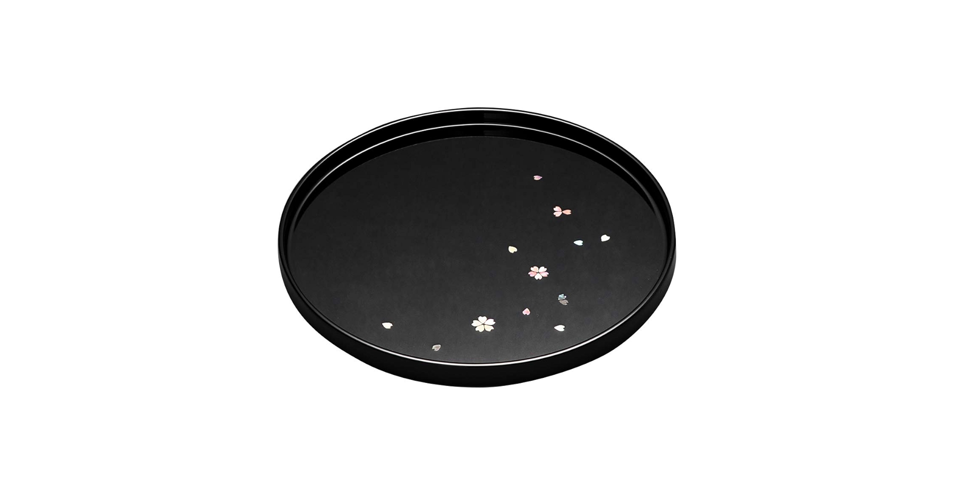 Amazon｜天野漆器 お盆 24cm 木製 トレー あわび貝 螺鈿装飾 丸