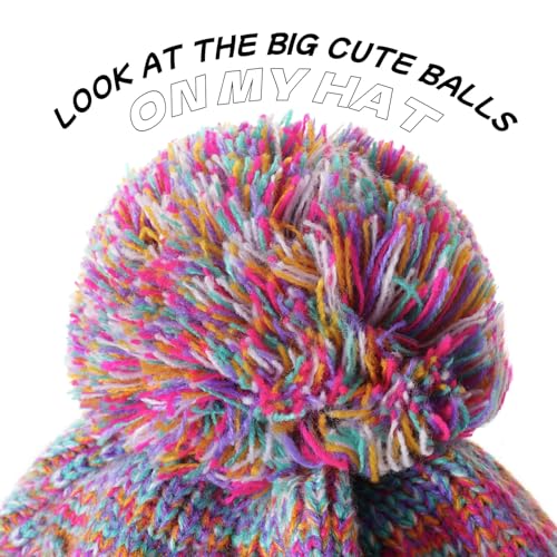 Kids Winter Beanie Knitted Hats for Girls Boys,2-12 Years Warm Soft Fleece Cute Stocking Cap for Children2