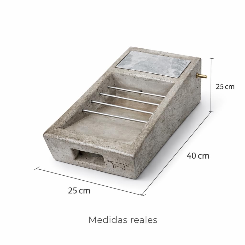 Comedero y Bebedero para Aves de Hormigón | Anti Vuelcos y Derrames | Exterior Resistente | para Gallinas, Palomas y Aves | Vegara Stone 40x25 cm