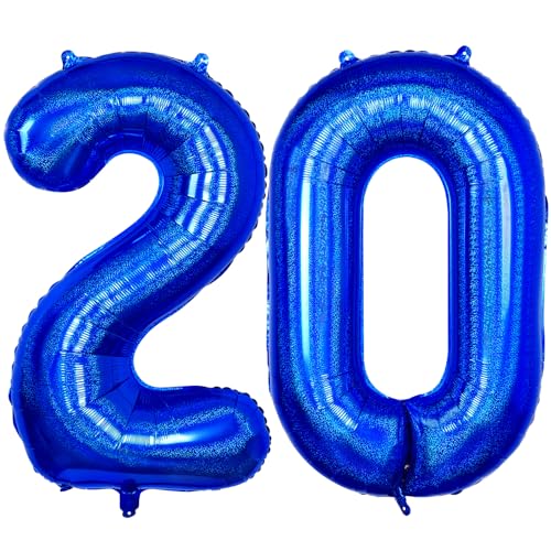 Image of Navy Blue Number 20 Balloon 40 Inch,Dark Blue 20 Balloons Number Big Large Mylar 20th Birthday Balloon for Birthday Party Graduation Anniversary Decorations
