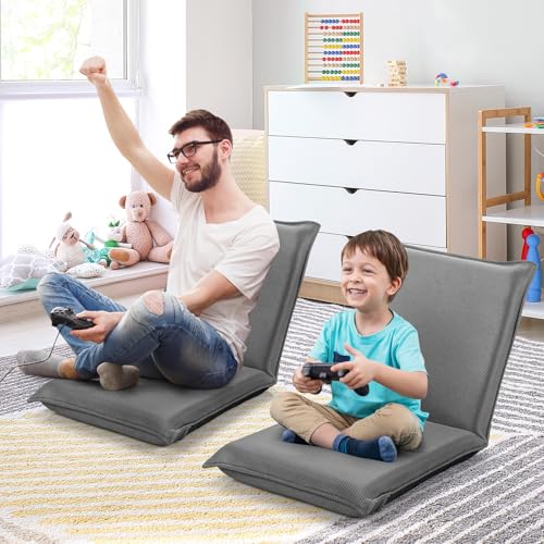 Sillón Plegable Ajustable Tela Gris miniatura 5