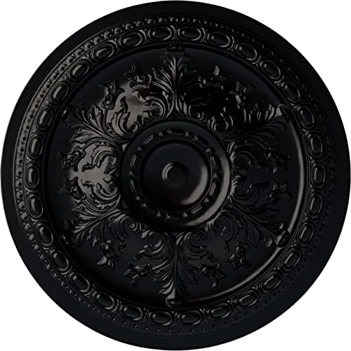 38 3/8"OD x 2 7/8"P Oslo Ceiling Medallion (Fits Canopies up to 7 5/8"), Hand-Painted Jet Black
