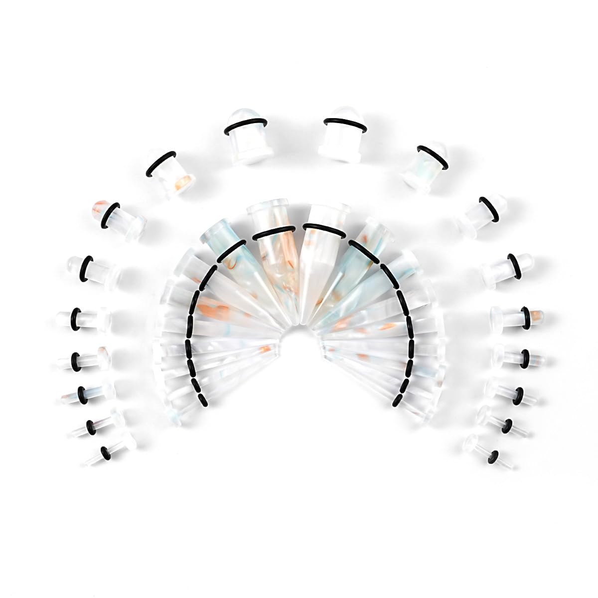 TBOSEN36PCS Acrylic Stretching Kit Plugs Expander Tapers Flat Top Body Piercing Set 14G-00G