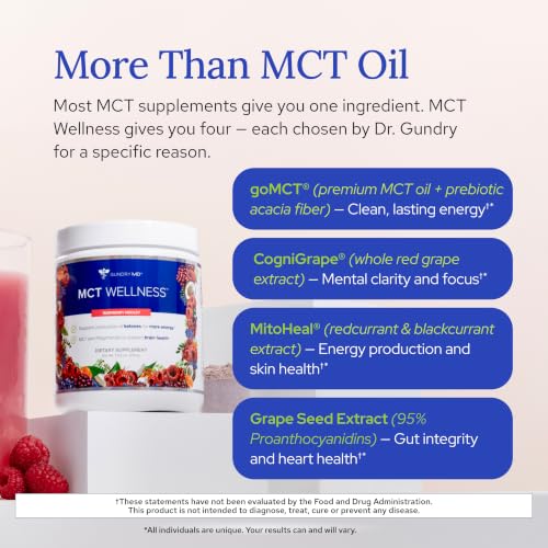 Image of Gundry MD MCT Wellness Powder, 90 Day Supply, Raspberry Medley