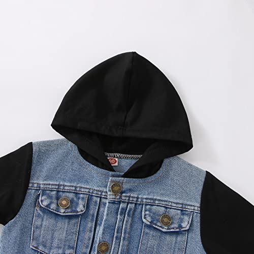 Toddler Boys Girls Windproof Denim Hooded Coat Jacket Kids Warm Outerwear Jacket Girls Raincoats Size 7 to 83