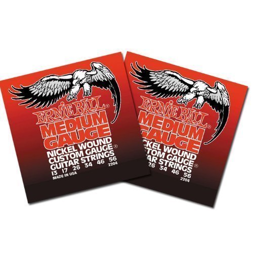 Ernie Ball Cordes pour guitare électrique – Nickel Wound Tirant medium – 13–56 – Lot de 2 - Les Beatles, Paul McCartney, John Lennon, RIngo Starr, George Harrison Ernie Ball Cordes pour guitare électrique – Nickel Wound Tirant medium – 13–56 – Lot de 2