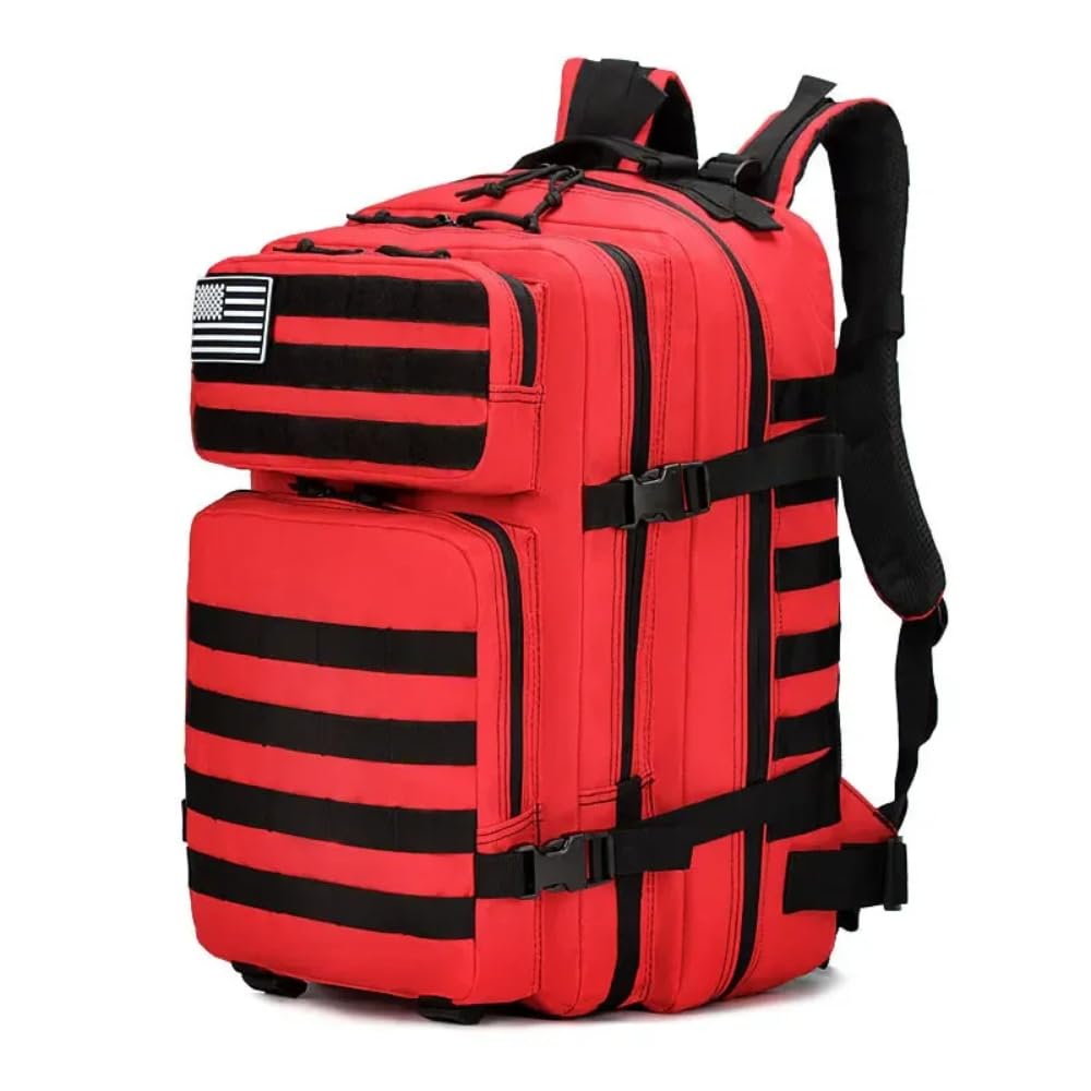 Cinghi Lusso Unisex Red 1 Outdoor Tactical Backpack Multifunction Large Capacity Tactical Rucksack Sports Mountaineering Camping Hiking Travel Backpacks (Red 1)