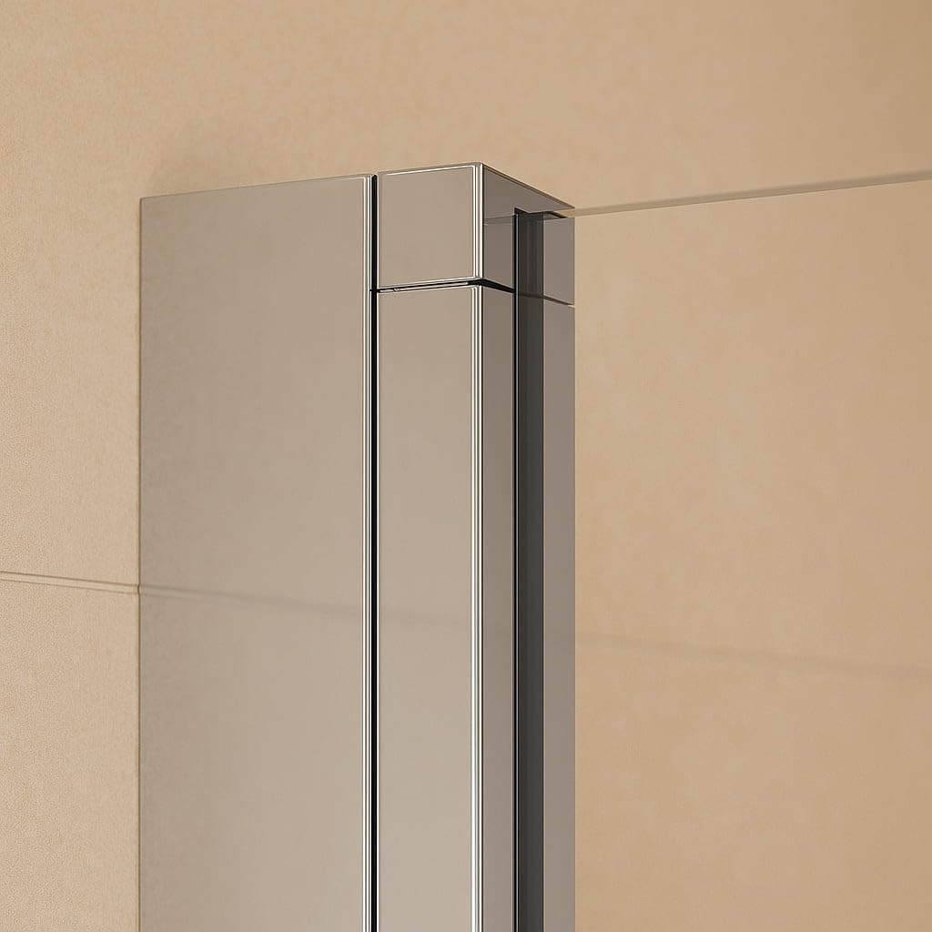 SoulHome Mampara ducha Fija + Abatible Cromo 120 cm | Panel Fijo + Abatible, Vidrio transparente de seguridad 8 mm, tratamiento antical, Ancho 120cm (80cm fijo + 40cm abatible)