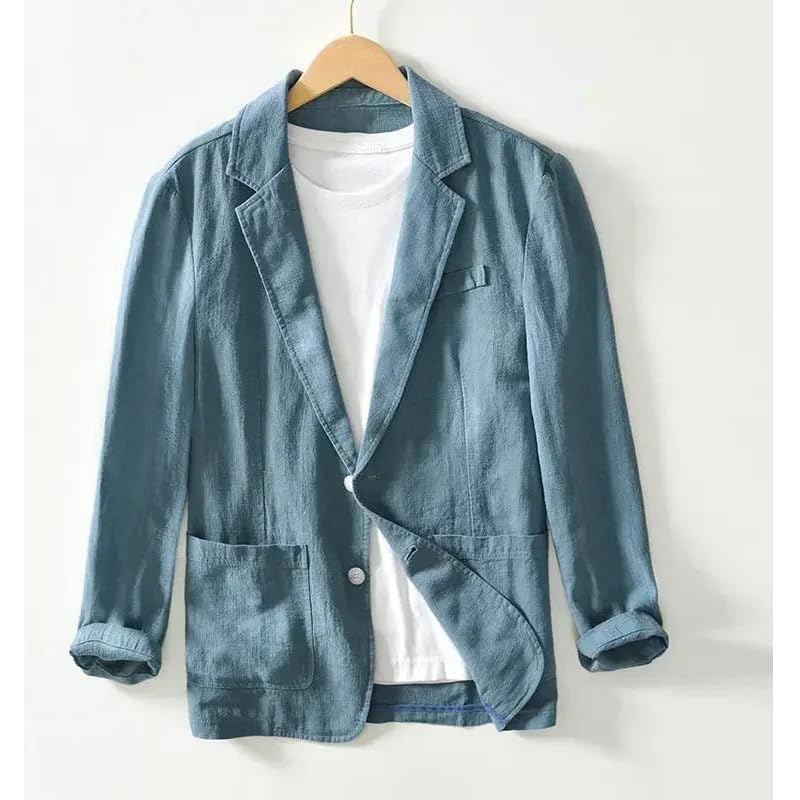 Men's Spring Summer Casual Linen Cotton Suit Blazer – Solid Color Oversized Fit Stylish Jackets For Men2