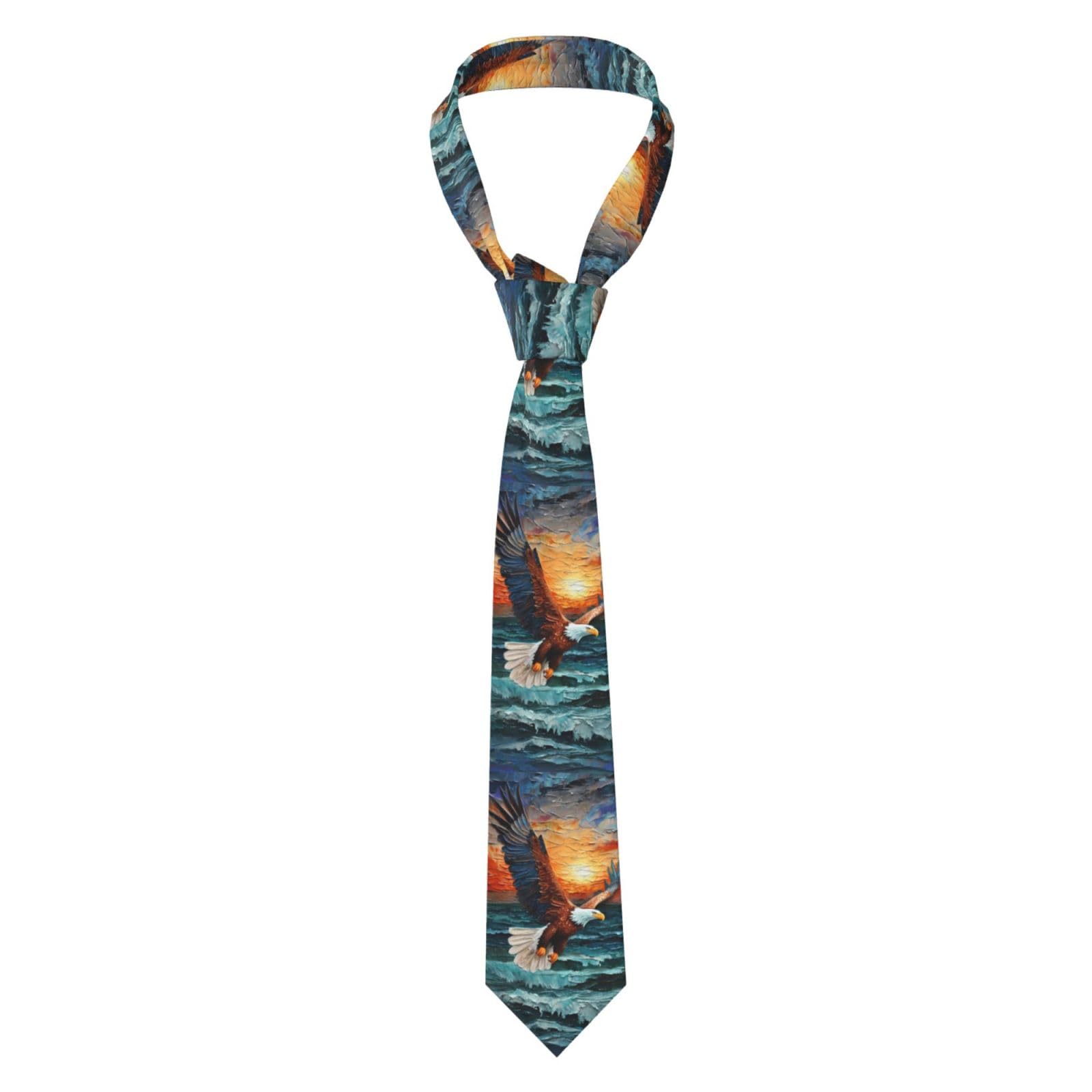 Peiyeety Men's As Pic Textured Bald Eagle Ties For - Formal Necktie Ties Print Tie Great For Weddings, Business, Dances