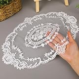 2 Pack Retro Lace French Crochet Doilies Table Placemats Handmade Solid White Embroidered Lace Farmhouse Placemats 12x16 inch Place Mats Cup Mat(Style 4)