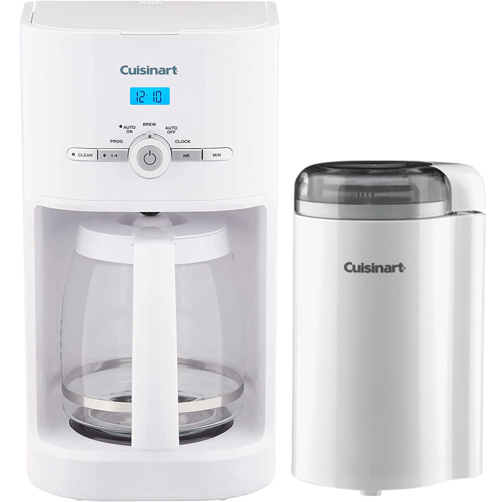 Cuisinart DCC-1120 Brew Central 12-Cup Programmable Coffeemaker White Bundle Coffee Bar Coffee Grinder White