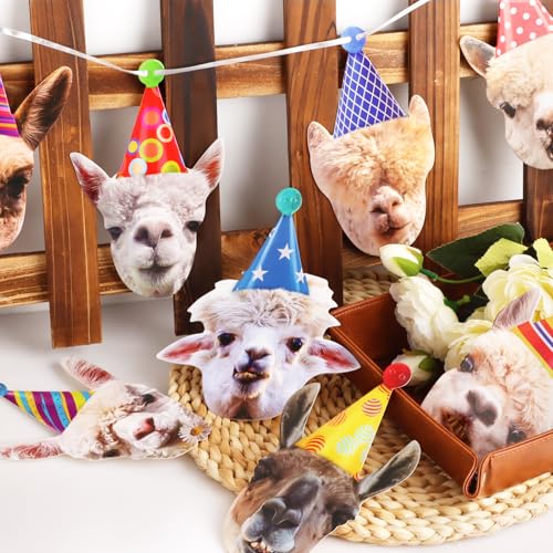 Image of Llama Happy Birthday Banner Llama Birthday Garland Funny Llama Birthday Decorations for Boys Girls