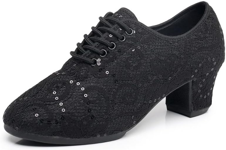 Women Ballroom Dance Shoes Lace up Latin Salsa Jazz Practice Dance Teaching Shoes