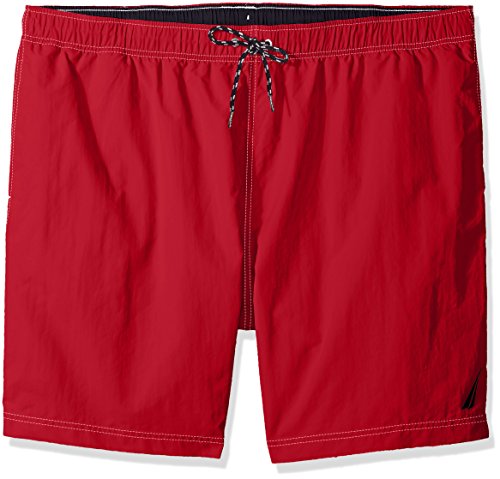 Nautica Men's Tall Solid Quick Dry Classic Logo Swim Trunk, red, 2X Big