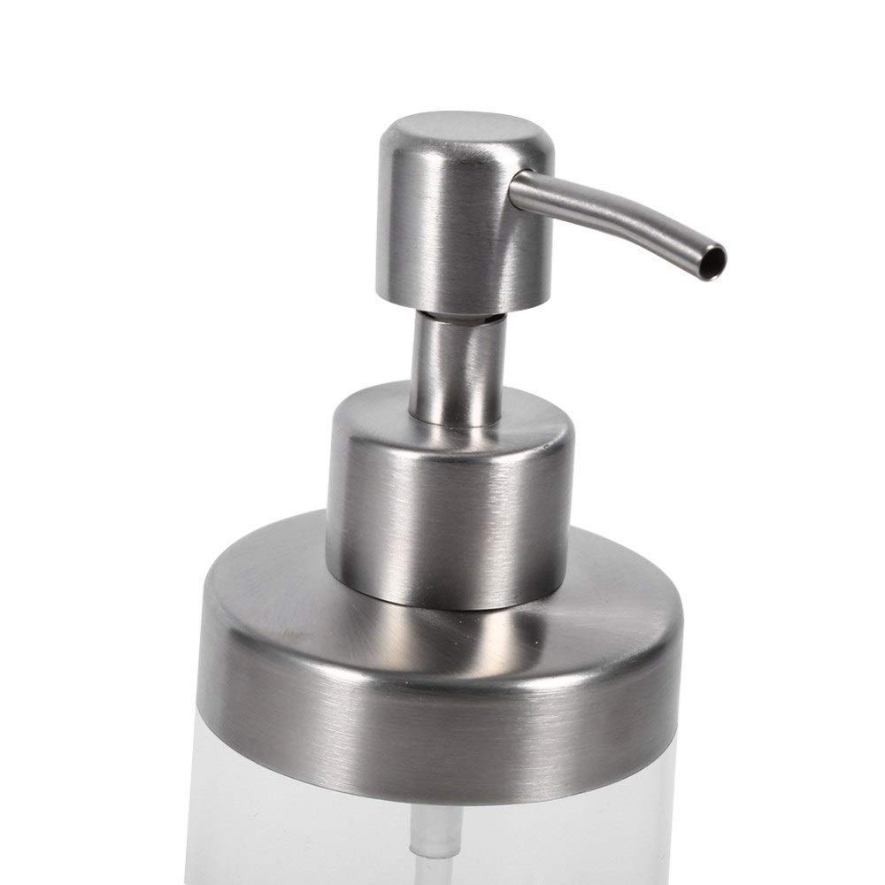 dispenser sapone/Dosatori per sapone liquido Rotonda a mano di tipo dispenser di sapone shampoo doccia gel Bottiglia dispenser di sapone in acciaio inox + 230ml trasparente Erogatore del Sapone/Dispen