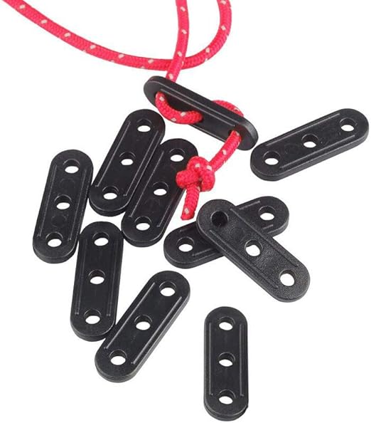 20PCS Plastic Cord Tensioners Rope Adjuster Tent Guy-Line Wind Rope Buckle Fastener Tightener for Hiking Camping Picnic Outdoor Activities (Black)
