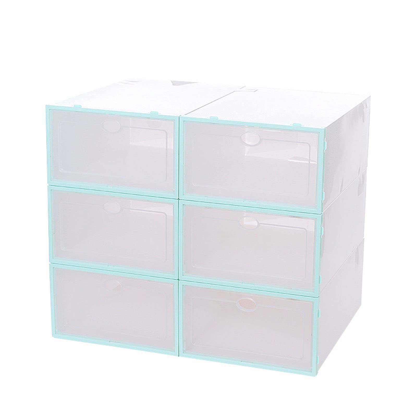 Paquete de 6 cajas de plástico apilables transparentes ventiladas y a prueba de polvo con puerta transparente para zapatos de hombre y mujer
