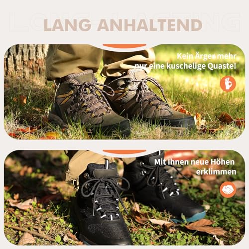 Stepace Rund Schnürsenkel [2 Paar] Reißfest Schuhbänder für Wanderschuhe Arbeitsschuhe Trekkingschuhe, ca. 4,5 mm Durchmesser, 100 cm - 180 cm Länge Kaffee Khaki-120(Punkte)
