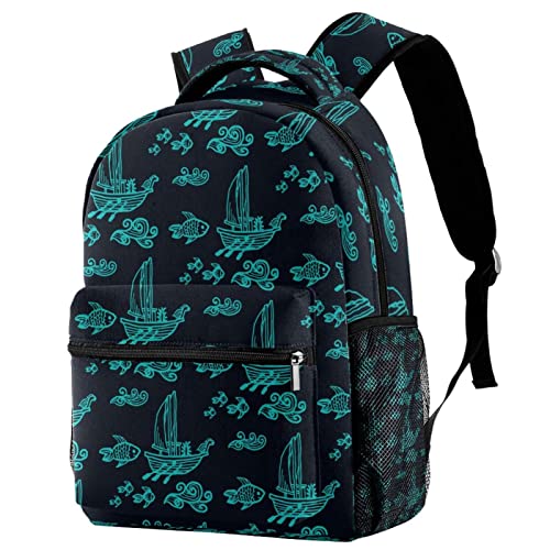Sac à dos de voyage fille garçon poisson fond foncé