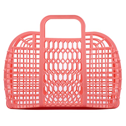 BABANA Jelly Bags for Women | Large Tote Bag Purse Market Basket | Unique Beach Essentials for Vacation - Peach