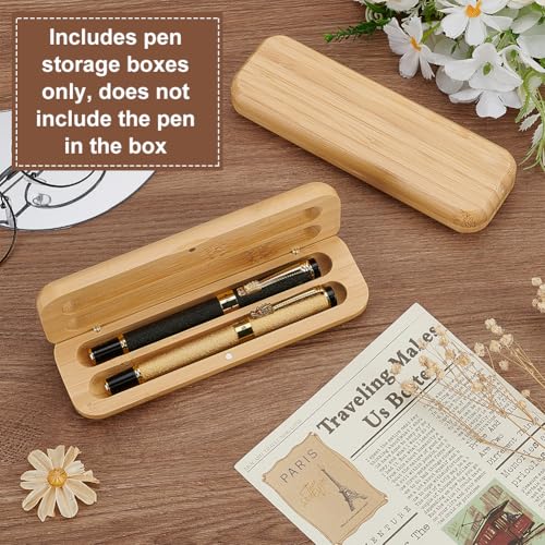 Image of FINGERINSPIRE 2 PCS Wooden Pen Case 6.7x1.97x0.96inch Rectangle Wood Pen Storage Boxes BurlyWood Color Pencil Gift Box 2 Slot Double Pencil Display Case For Desk Office Organizer