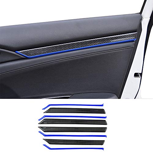 Boltry ABS Engineering Plastics,Carbon Fiber Print Inner Door Panel Stripe Cover Automobile Door Moulding Trims Accessories 8Pcs for Honda 10th Civic LX EX Sport 2016 2017 2018 2019 2020