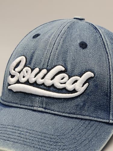 Image of The Souled Store Baseball Cap | Lightweight 100% Cotton Embroidered Logo Baseball Hat | Premium Denim Adjustable Cap for Men & Women | Stylish Casual Streetwear Hat