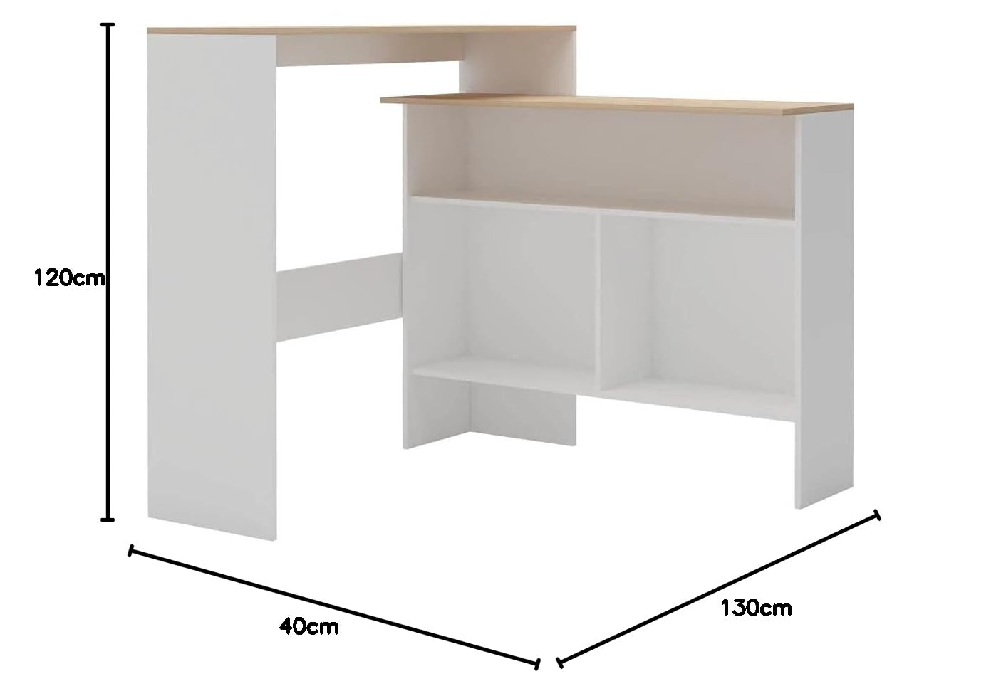 vidaXL Mesa Alta Cocina Bar 3 Estantes Doble Plegable Mesita Elevada Moderna Desayuno Estanterías Mueble Auxiliar Barra Vino Bebida Despensa Negro