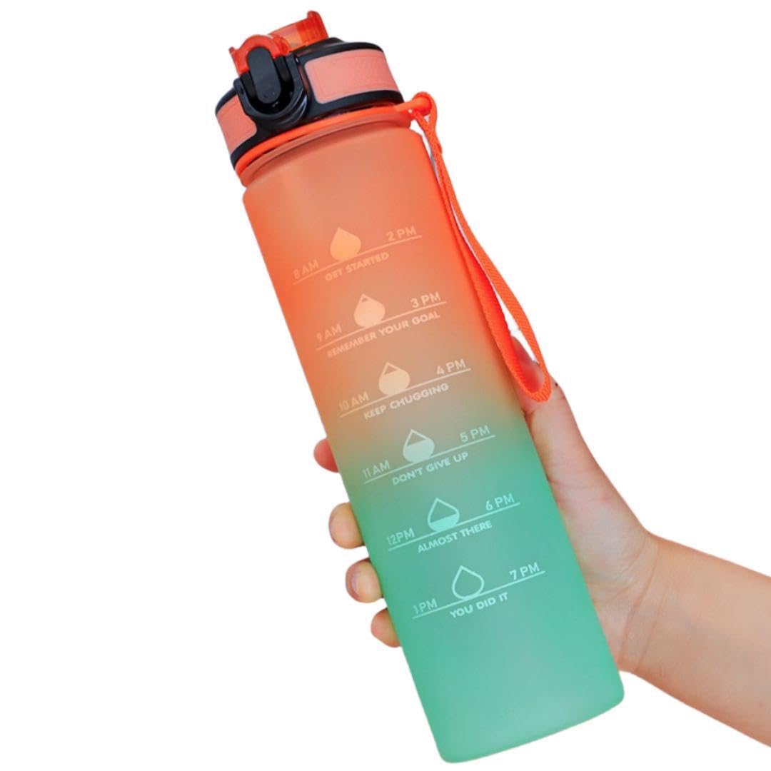 匿名配送❣️水筒　ウォーターボトル　1000ml オレンジ　ブルー　スポーツ Amazon｜水筒 ウォーターボトル 1000ml ボトル モチベーションボトル