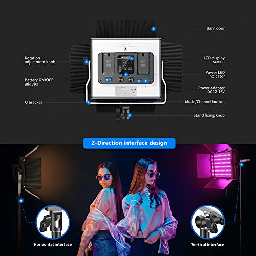 Neewer 2 Packs 650 Rgb Led Video Light With App Control Stand Kit, 360° Full Color, 45W Bi-Color 3200K~5600K Video Lighting Cri 97+, 9 Scene Effect For Gaming/Streaming/Zoom/Youtube/Webex/Photography #TOP6
